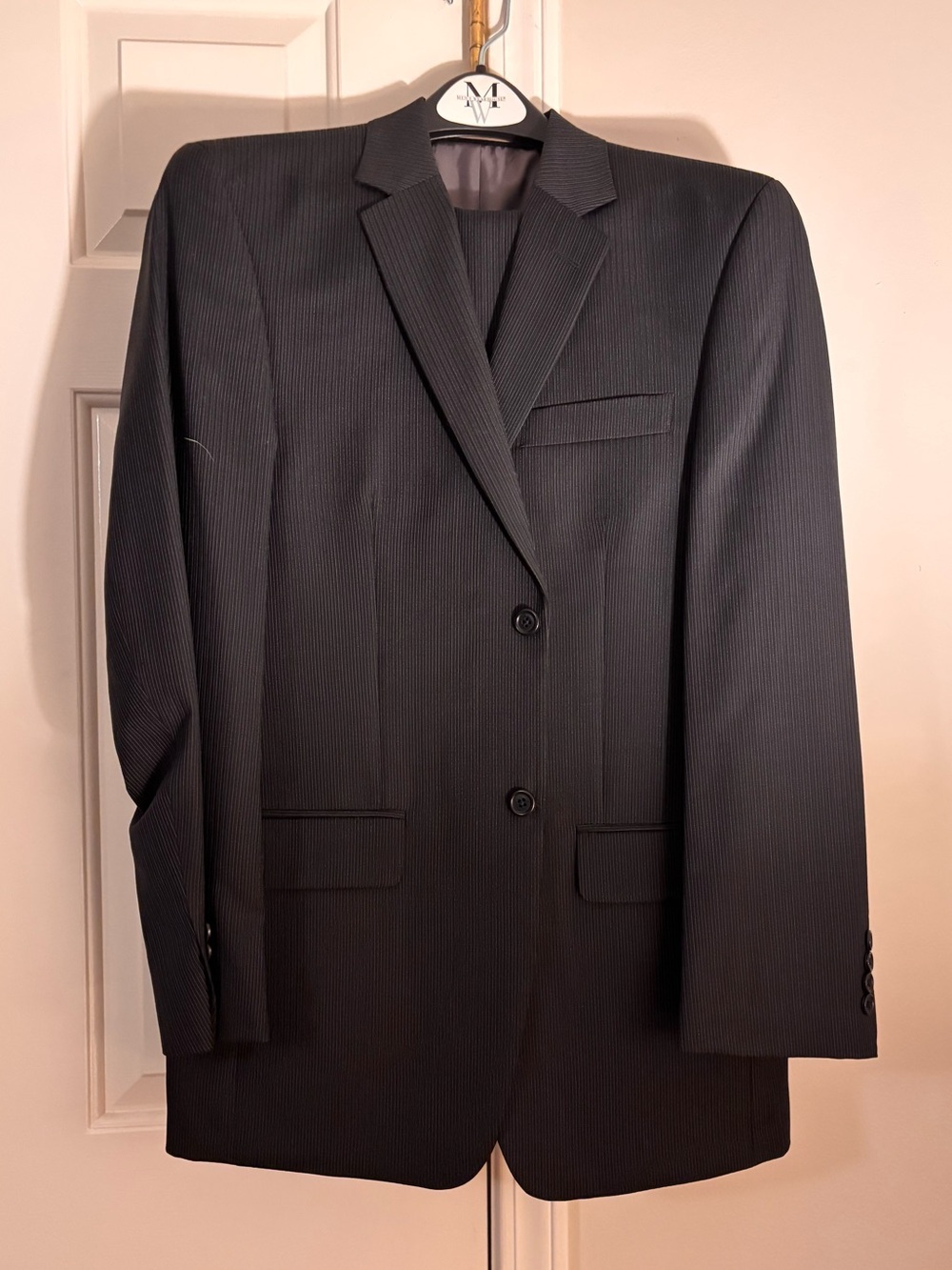 Joseph Abboud Men's Dark Gray Pinstripe Two-Button Suit Jacket and pants